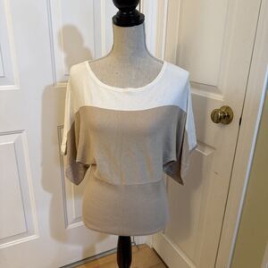 COLORBLOCK TOP style and co Women’s Size Large Rayon Blend Beige Bat Sleeve Top